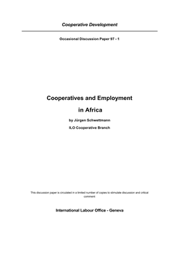 Cooperatives and Employment in Africa