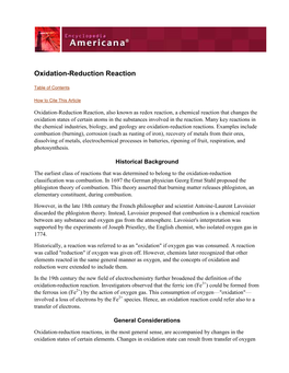 Oxidation-Reduction Reaction