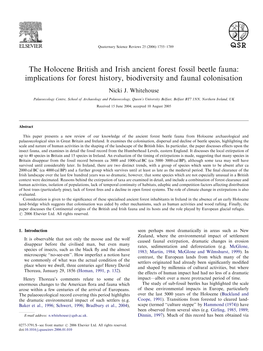 The Holocene British and Irish Ancient Forest Fossil Beetle Fauna: Implications for Forest History, Biodiversity and Faunal Colonisation