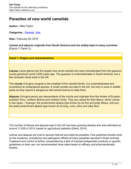 Parasites of New World Camelids