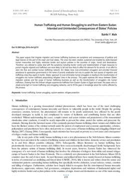 Human Trafficking and Human Smuggling to and from Eastern Sudan: Intended and Unintended Consequences of States’ Policies