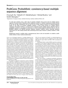 Probcons: Probabilistic Consistency-Based Multiple Sequence Alignment