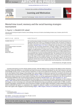 Mental Time Travel, Memory and the Social Learning Strategies Tournament