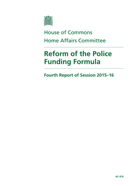 Reform of the Police Funding Formula