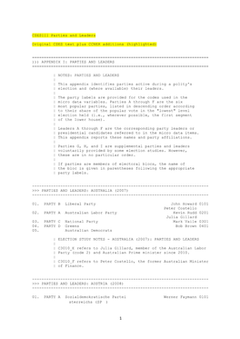 CSESIII Parties and Leaders Original CSES Text Plus CCNER Additions