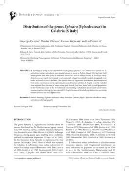 Distribution of the Genus Ephedra (Ephedraceae) in Calabria (S Italy)