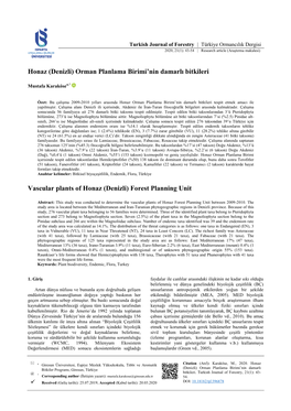 Honaz (Denizli) Orman Planlama Birimi'nin Damarlı Bitkileri Vascular Plants of Honaz (Denizli) Forest Planning Unit