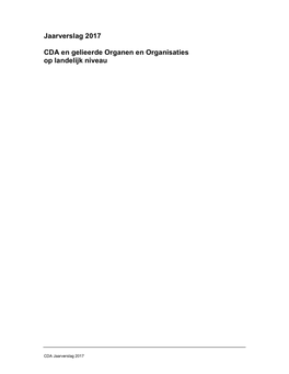 Jaarverslag 2017 CDA En Gelieerde Organen En Organisaties Op
