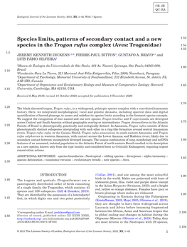 Aves: Trogonidae) 1.54 1.55 1.5 JEREMY KENNETH DICKENS1,2,*, PIERRE-PAUL BITTON3, GUSTAVO A