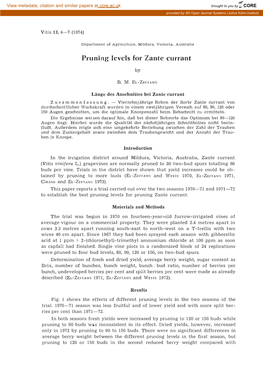 Pruning Levels for Zante Currant By