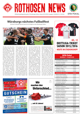 Rothosen News Ausgabe 2 / Saison 2015/16 / DFB Pokal