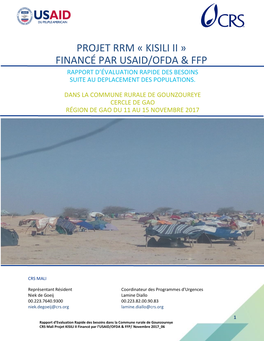 Projet Rrm « Kisili Ii » Financé Par Usaid/Ofda &