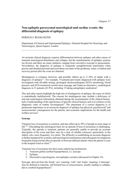 Non-Epileptic Paroxysmal Neurological and Cardiac Events: the Differential Diagnosis of Epilepsy