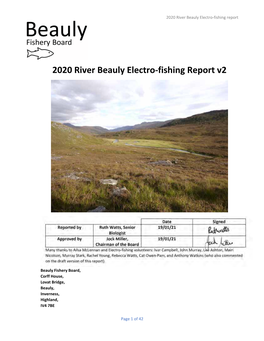 Beauly Electro-Fishing Report 2020