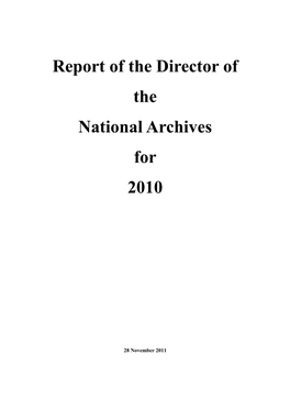 Director's Report, 2010
