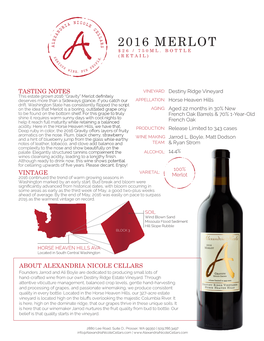 2016 Merlot $26 / 750Ml