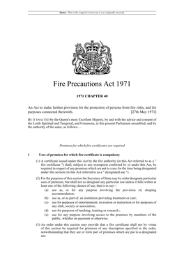 Fire Precautions Act 1971