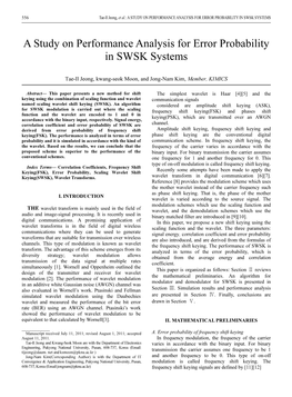A Study on Performance Analysis for Error Probability in Swsk Systems