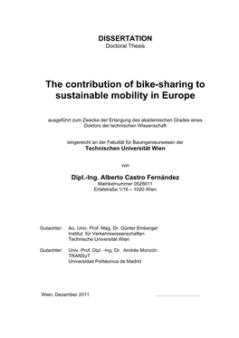 The Contribution of Bike-Sharing to Sustainable Mobility in Europe