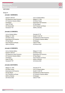 Primera Nacional Calendario