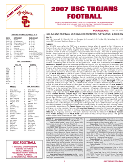 2007 USC Trojans Football Statistics (As of Oct