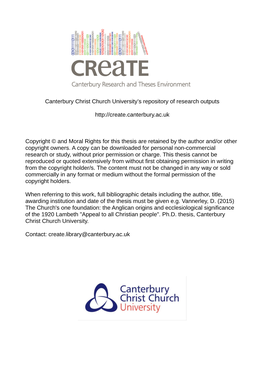 Canterbury Christ Church University's Repository of Research Outputs Http