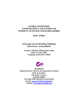 Global Feminisms: Comparative Case Studies of Women’S Activism and Scholarship