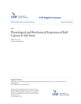 Physiological and Biochemical Responses of Bald Cypress to Salt Stress Nathan T