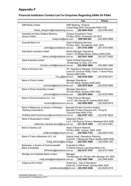 Appendix F 11.5.5 FI Contact List for Enquiries for Dans Or Pans