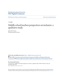 Middle School Teachers Perspectives on Inclusion: a Qualitative Study James M