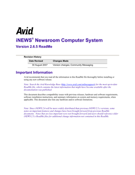 Inews V2.6.5 Readme
