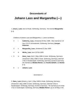 Johann Lass and Margaretha (---)