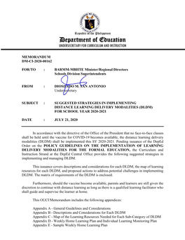 Department of Education UNDERSECRETARY for CURRICULUM and INSTRUCTION