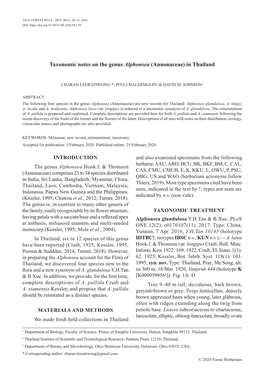 Taxonomic Notes on the Genus Alphonsea (Annonaceae) in Thailand