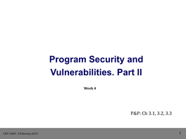 Program Security and Vulnerabilities. Part II