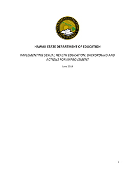 Hawaii State Department of Education Implementing Sexual Health Education