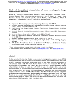 Single Cell Transcriptional Characterization of Human Megakaryocyte Lineage Commitment and Maturation