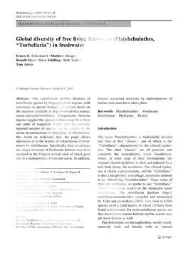 Global Diversity of Free Living Flatworms (Platyhelminthes, “Turbellaria”) in Freshwater