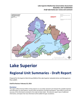 Lake Superior Regional Unit Summaries Draft Report