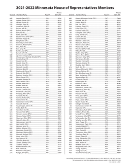 Minnesota Legislature Member Roster