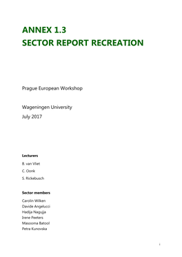 Annex 1.3 Sector Report Recreation