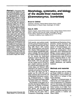 Morphology, Systematics, and Biology of the Double-Lined Mackerels