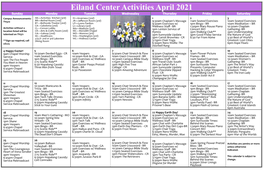 Assisted Living Activities Calendar