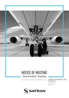NOTICE of MEETING Shareholders' Meeting (Ordinary and Extraordinary) TUESDAY, NOVEMBER 27, 2018 at 2.00 P.M