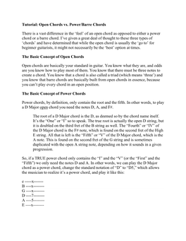 Tutorial: Open Chords Vs. Power/Barre Chords