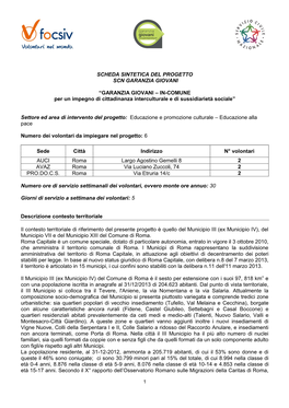 GARANZIA GIOVANI – IN-COMUNE Per Un Impegno Di Cittadinanza Interculturale E Di Sussidiarietà Sociale”