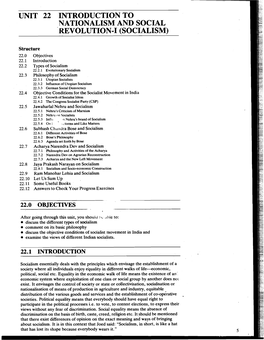 Unit 22 Introduction to Nationalism and Social -Revolution-I(Socialism)