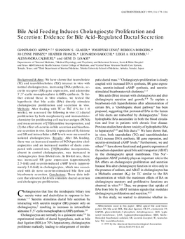 Bile Acid Feeding Induces Cholangiocyte Proliferation and Secretion: Evidence for Bile Acid–Regulated Ductal Secretion