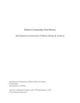 Robert Commanday Oral History
