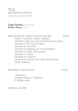 WEDNESDAY SERIES 9 Tugan Sokhiev, Conductor Amihai Grosz
